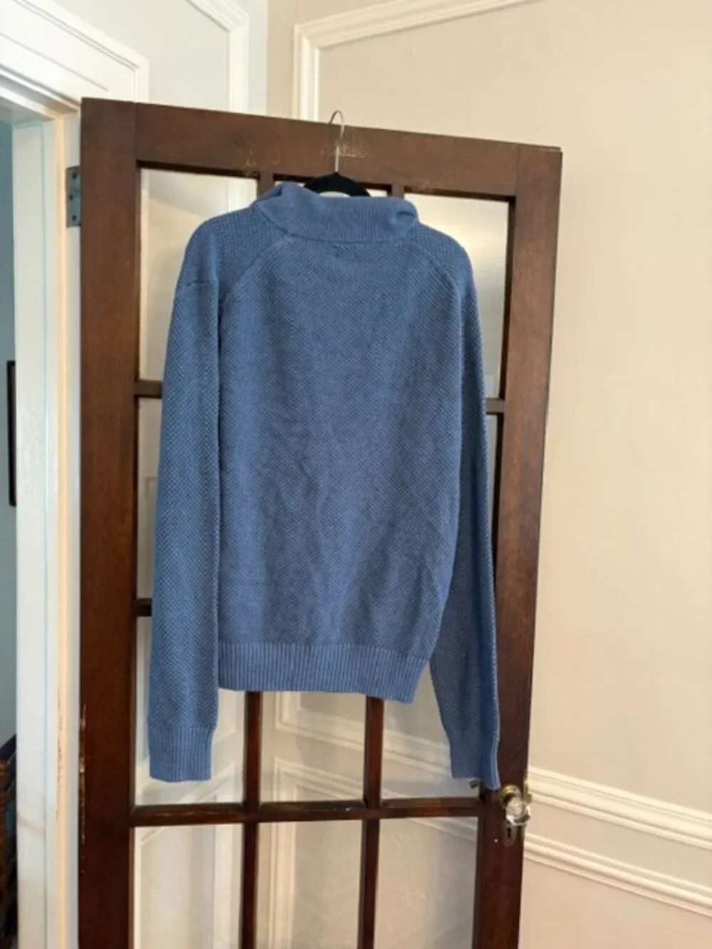 J.Crew Factory Blue 1/4 Zip Honeycomb Knit Sweater, Size XL